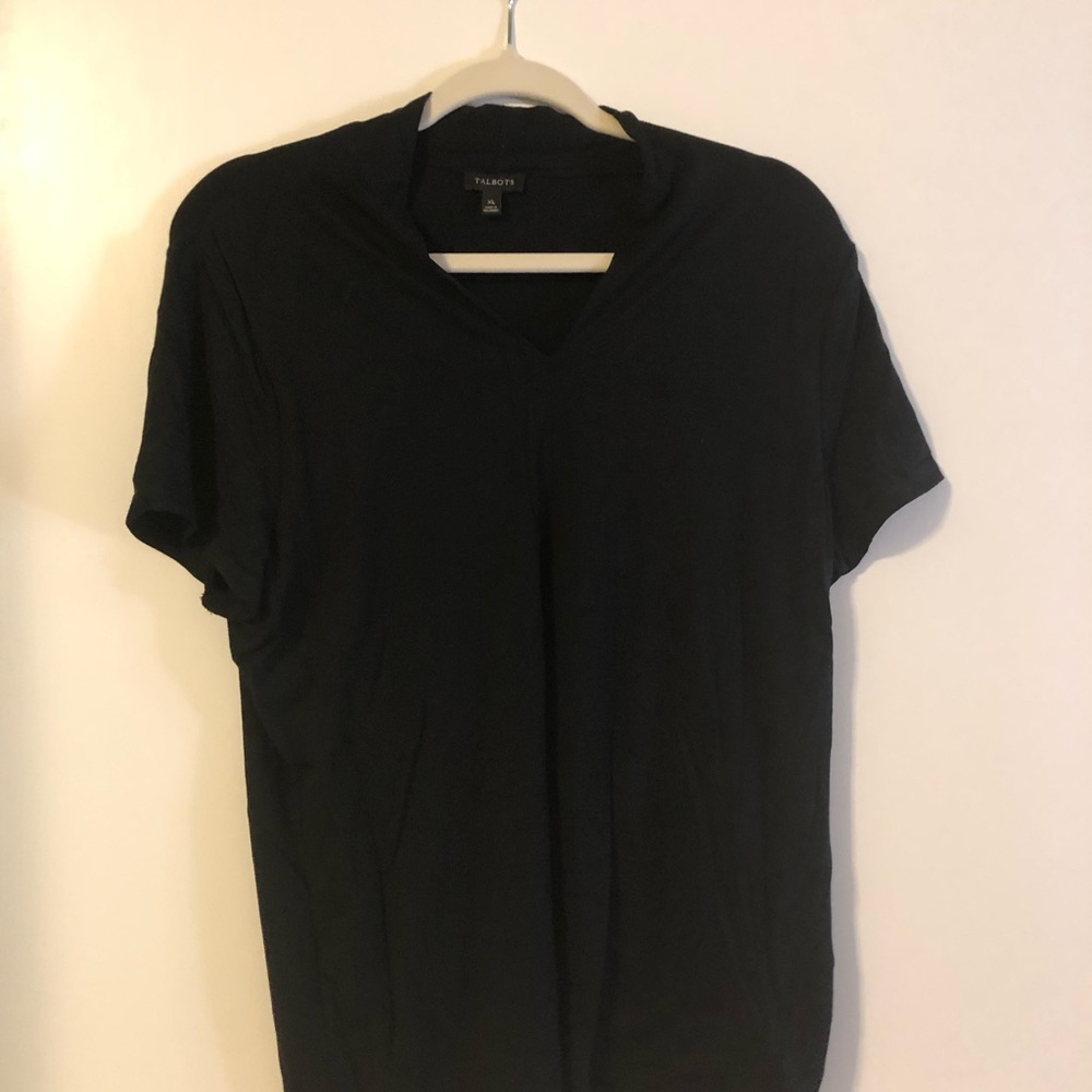 Talbots Black Jersey Classic Crew Neck Top